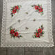 Linen tablecloth with embroidered flowers