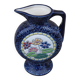 Blue ceramic vase with floral motifs