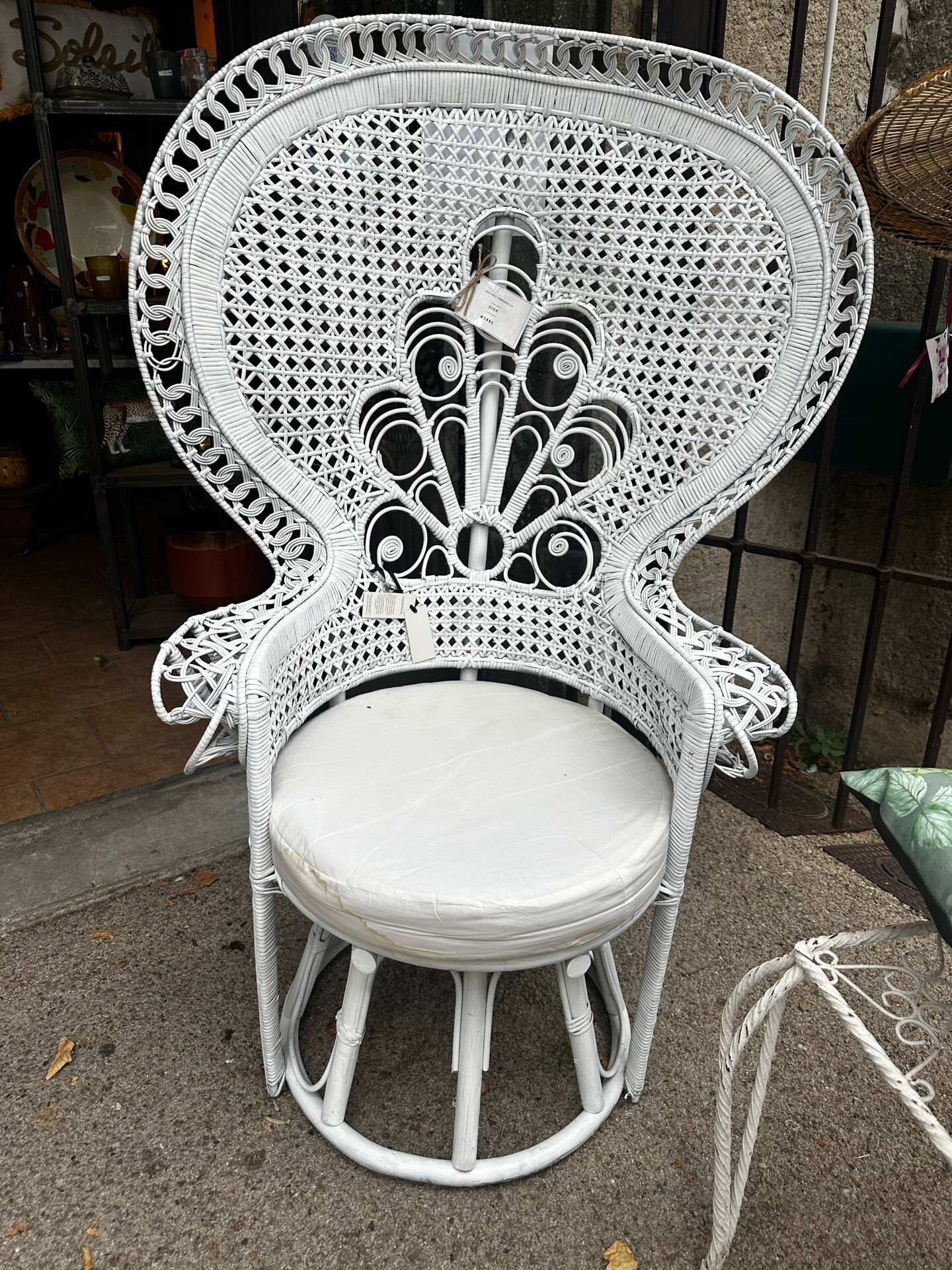 Emmanuelle armchair, peacock tail in rattan