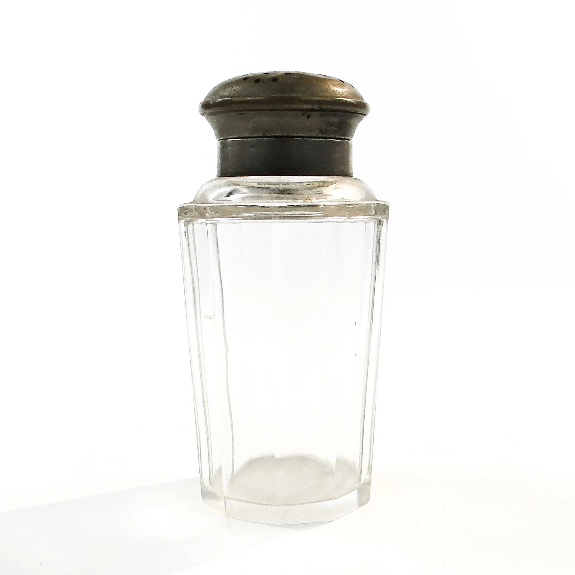 Art déco sugar bowl, crystal, silver-plated brass, Norway, 1930s