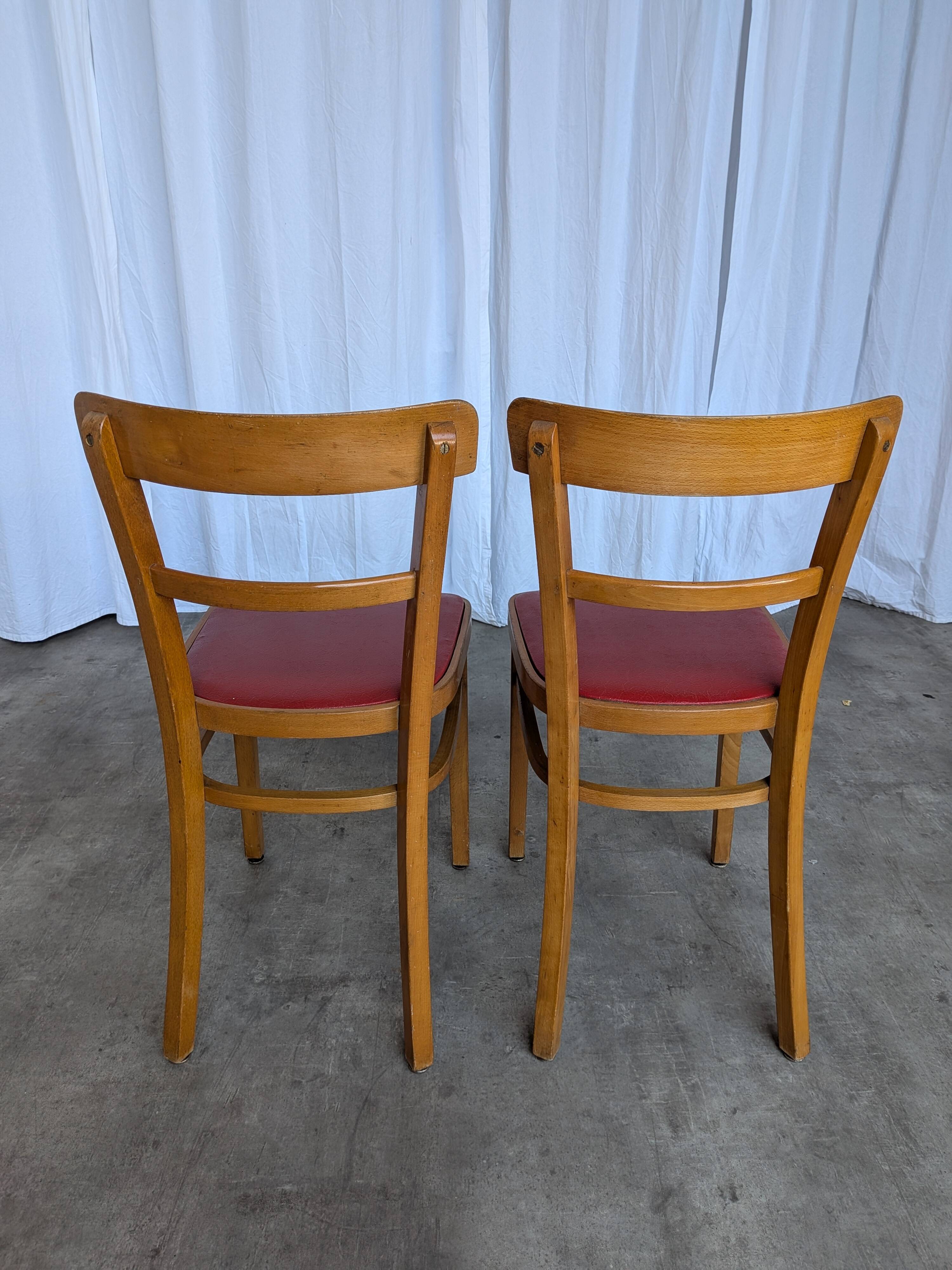 Vintage Wooden Dining Chair: Red Leather Seat, Mid-Century Modern