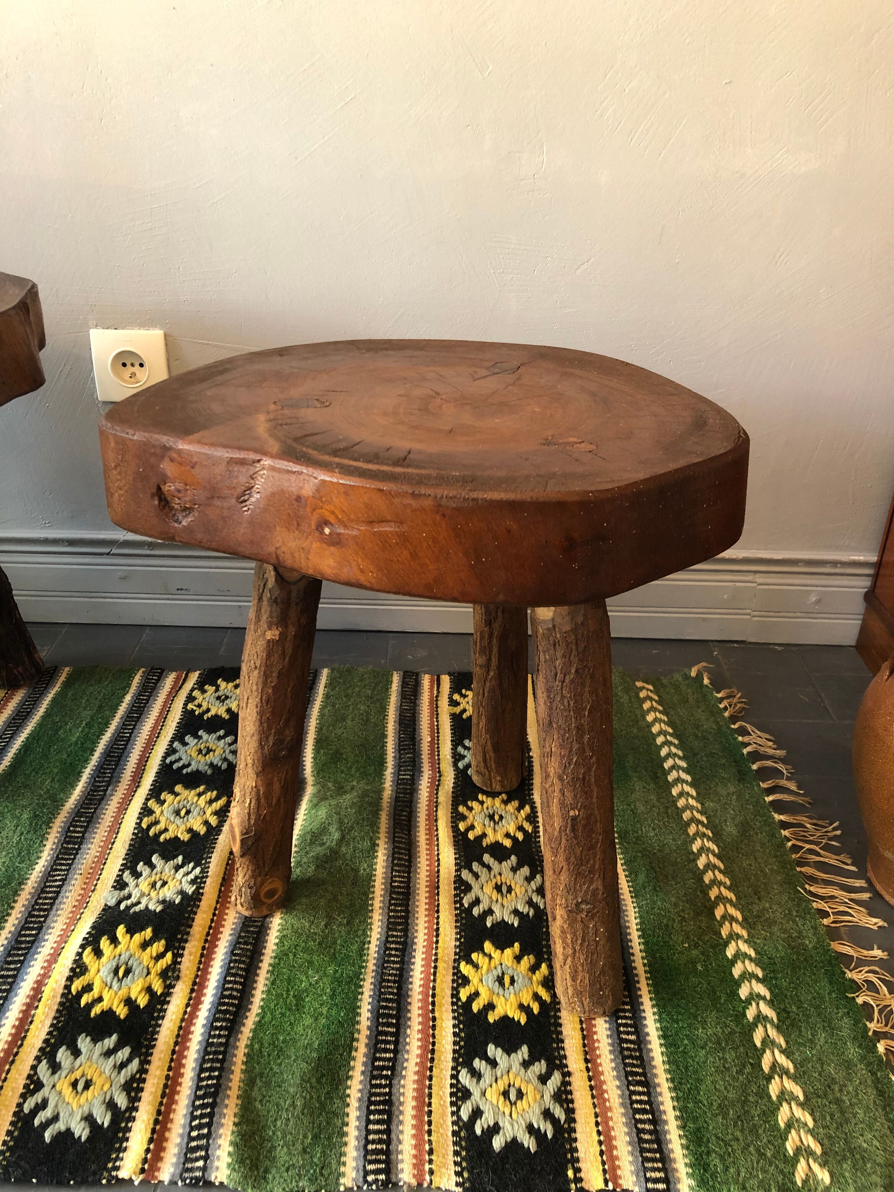 Brutalist oak side table
