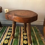 Brutalist oak side table