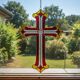 Croix en vitrail – Style Tiffany fait main, décoration murale