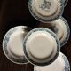6 mismatched flat plates Terre de fer bleu Alésia Marcel Longchamp