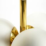 1960s Space Age brass table lamp by Kaiser Leuchten  with 3 glass globes