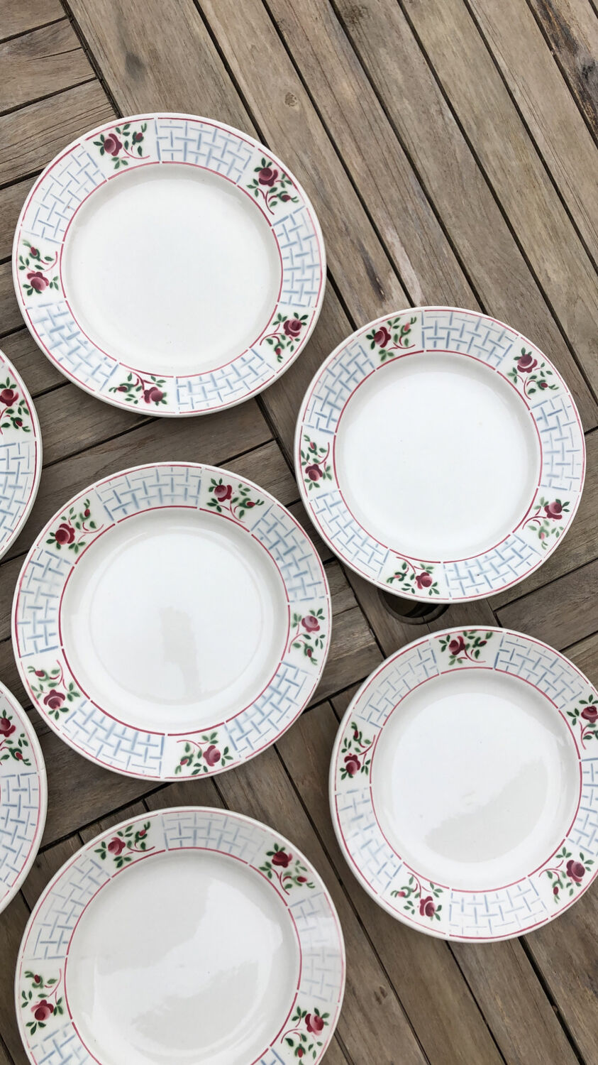 Ensemble de 7 assiettes plates christiane sarreguemines et digoin
