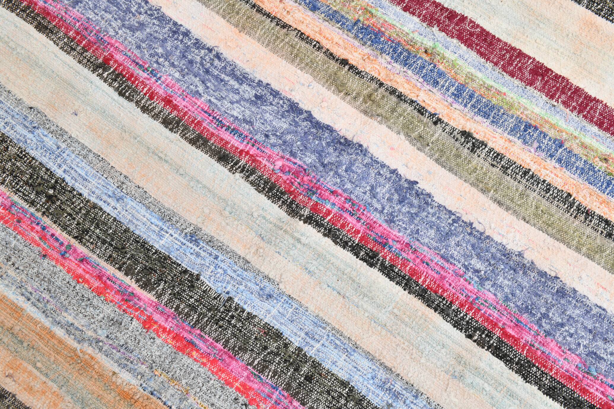 Multicolor Striped Modern Kilim Rug, 161x220Cm