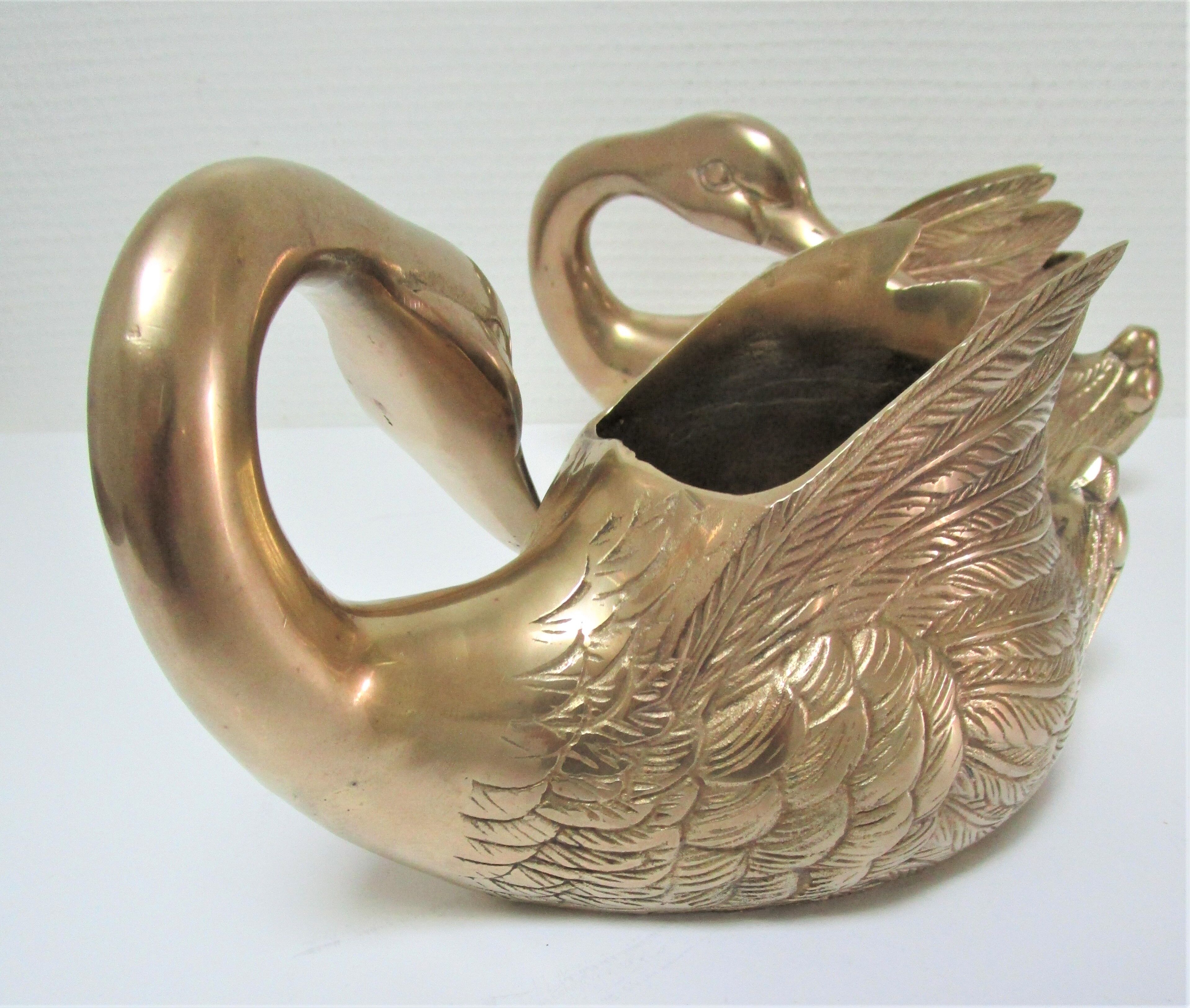 Two vintage solid brass brass zoomorphic pot pot cache