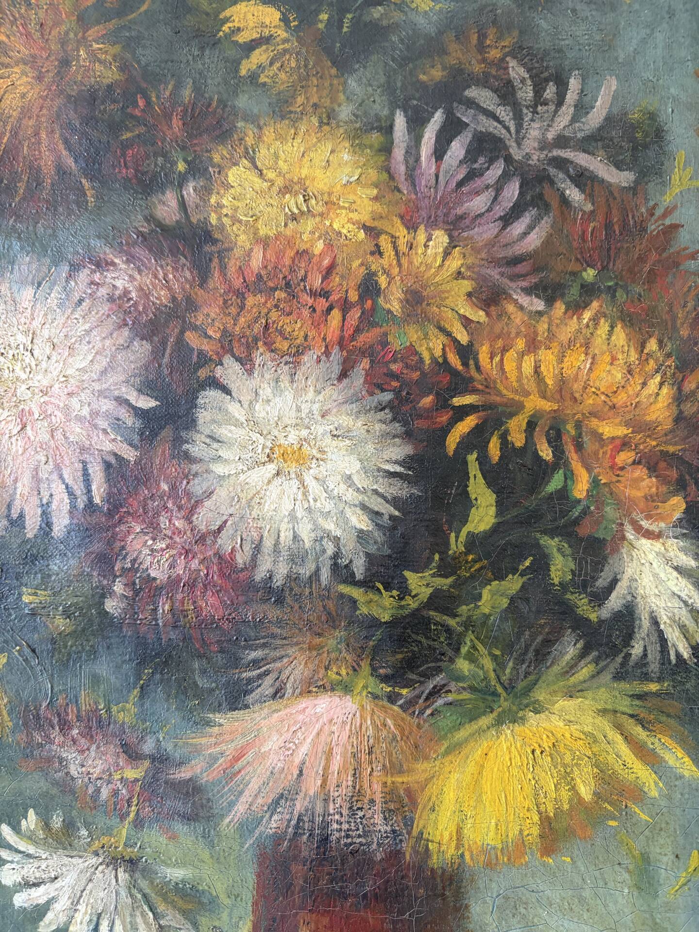 Oval bouquet, oil on canvas