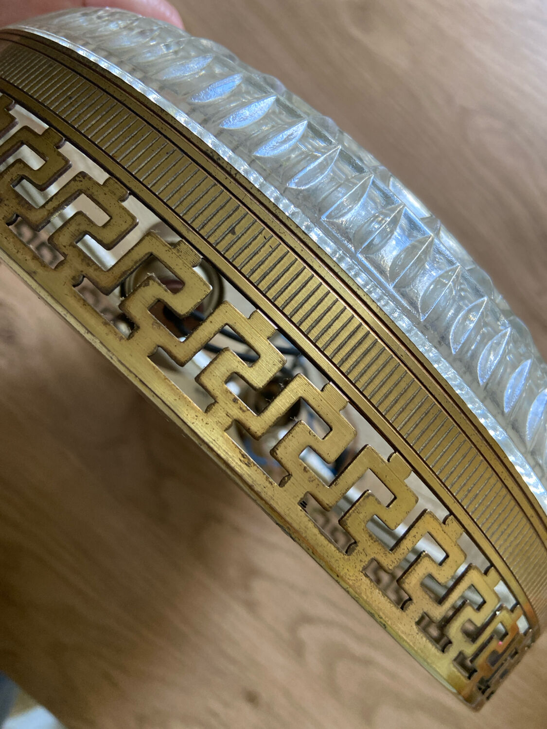 Brass and glass ceiling light