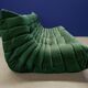 Bottle green velvet Togo living room set by Michel Ducaroy for Ligne Roset, set of 5