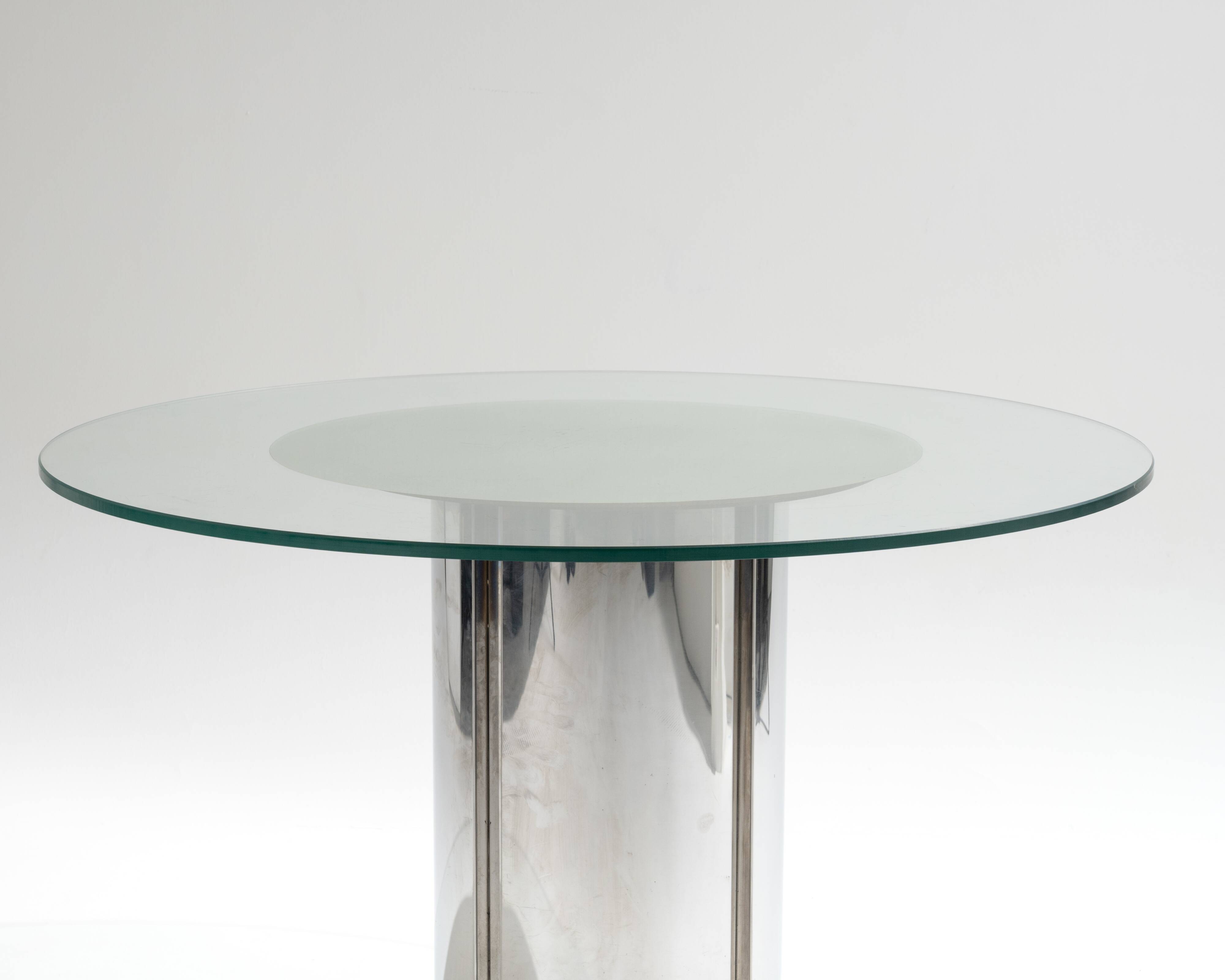 Glass and chrome dining table, antonia astori, 1960s