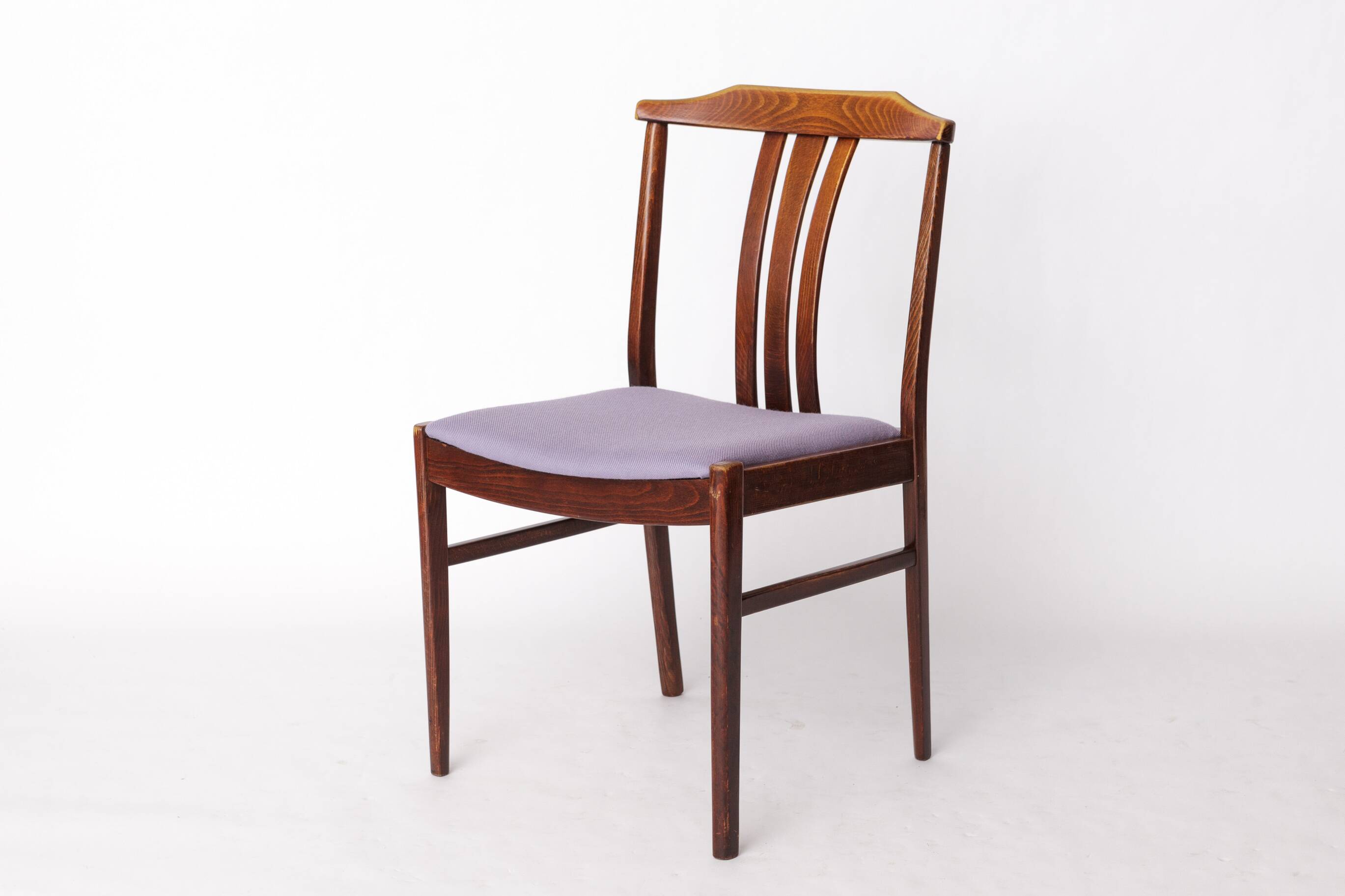 Pair of Vintage Swedish Chairs by LBG Group – 1970s Beech & Purple Fabric