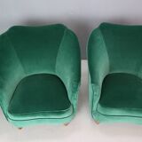 Pair of velvet armchairs Gio Ponti style