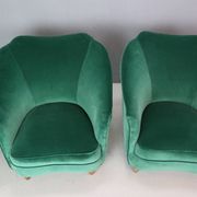 Pair of velvet armchairs Gio Ponti style