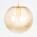 Smoked glass and brass ball pendant light Limburg, Germany, 1970s