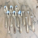 Large spoons and forks, silver metal