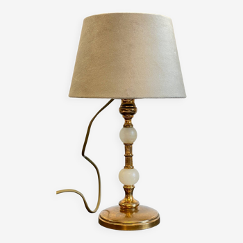 lamp patinated metal marble and velvet vintage