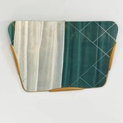 Large Trapezoidal Golden Wall Mirror With Engraved Diamond Pattern, Austria, 1950s