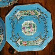 set of 4-piece dessert service pie dish, compotier, fruit cut and shady floral décor