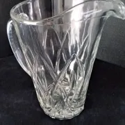 Water carafe, jug, pressed moulded glass pitcher.