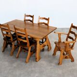 Brutalist dining chairs | vintage chairs | 1950s | oak