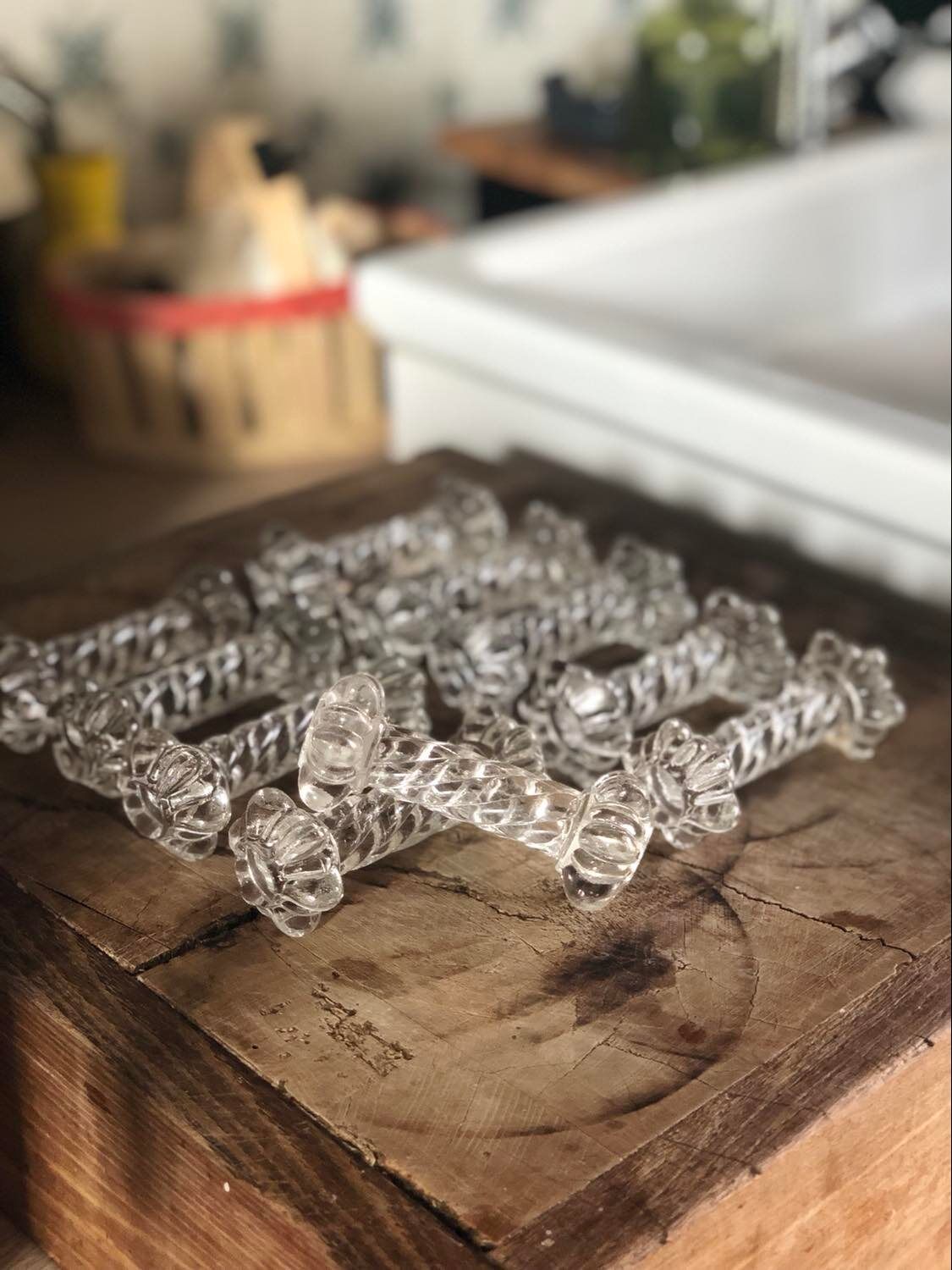 Moulded glass knife holders