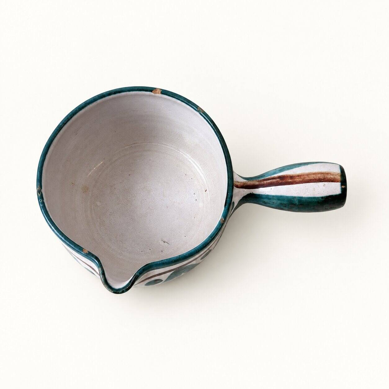 Ceramic caquelon by R. Picault with wave decoration.