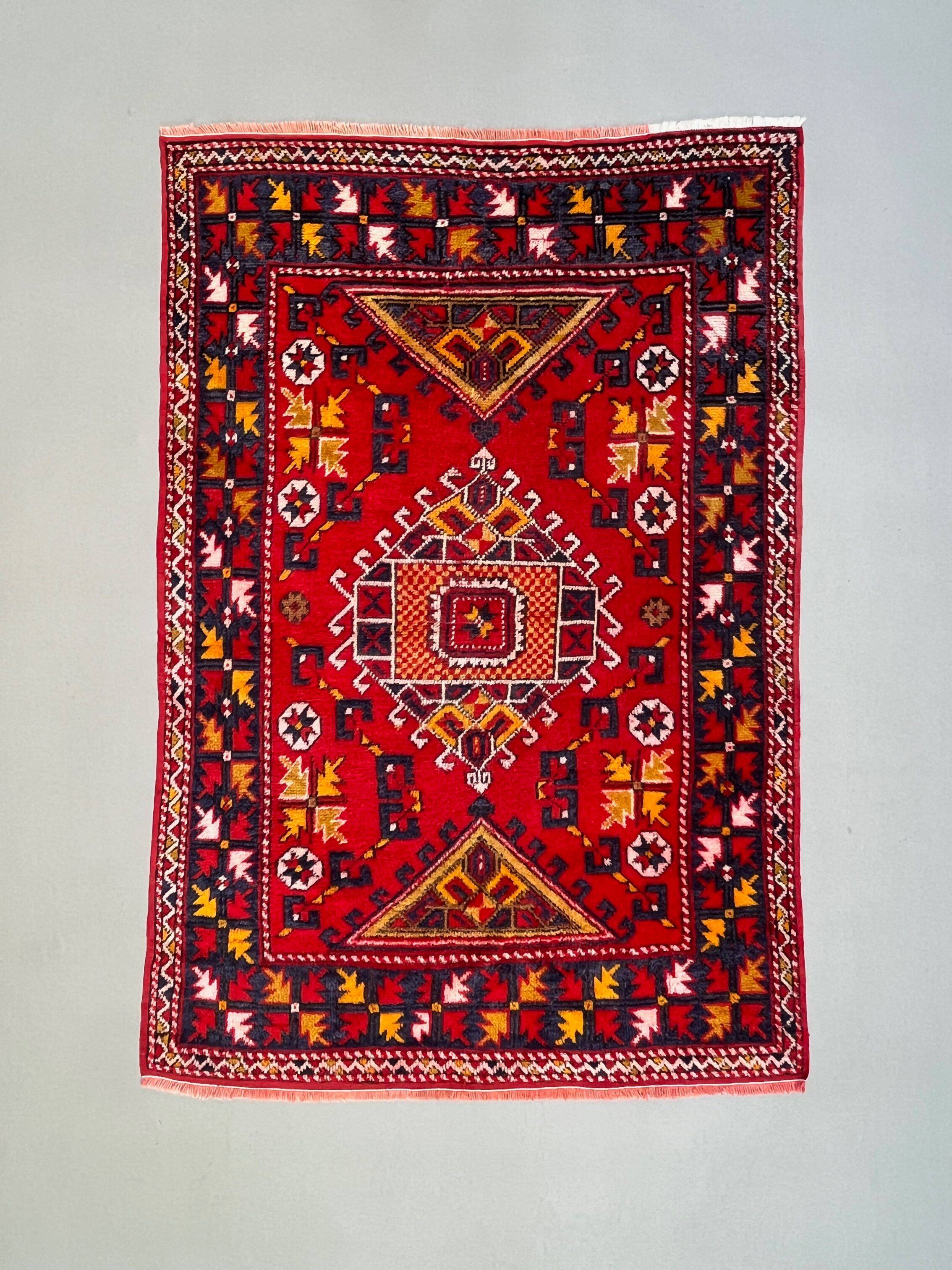 Vintage Western Turkish Rug Oriental 192x127 cm Tribal Medium Carpet