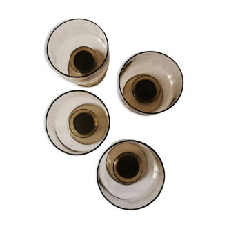 Set of 4 vintage Luminarc smoked glass bowls to present your desserts
