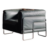 Grey leather armchair pen club steiner designed in 1970