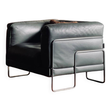 Grey leather armchair pen club steiner designed in 1970