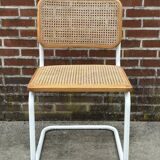 Cesca chair b32 model in white and wood by Marcel Breuer