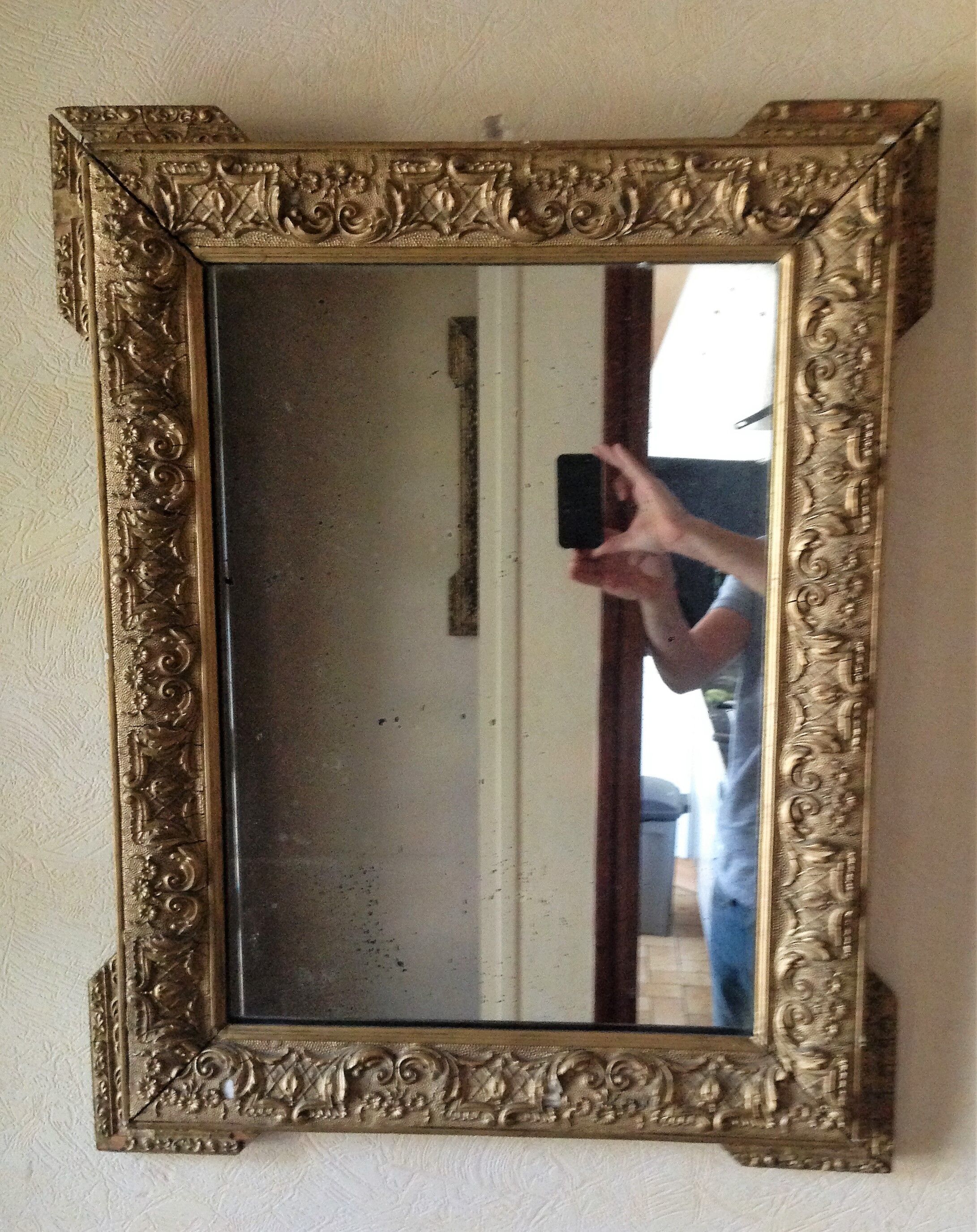 Mirror old wood and gilded stucco 57x71cm