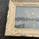 Antique Painting - Night Landscape by the Water and Golden Frame