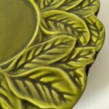 Vintage plate with olive green foliage relief