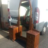 Art Deco dressing table in walnut and red Languedoc marble