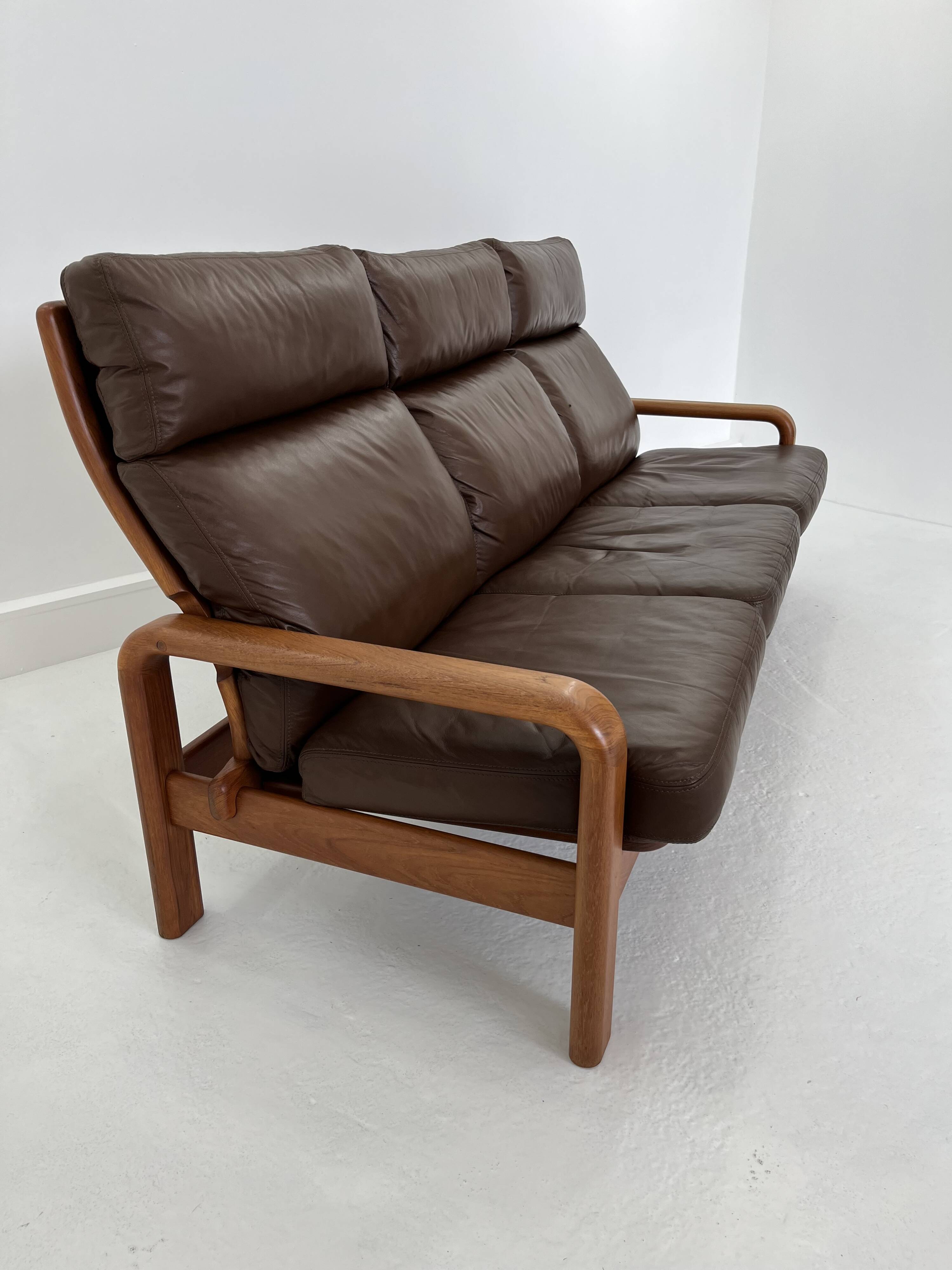 Mid-Century Leather 3-Seater Sofa by .L. Olsen & Søn, Denmark, 1960