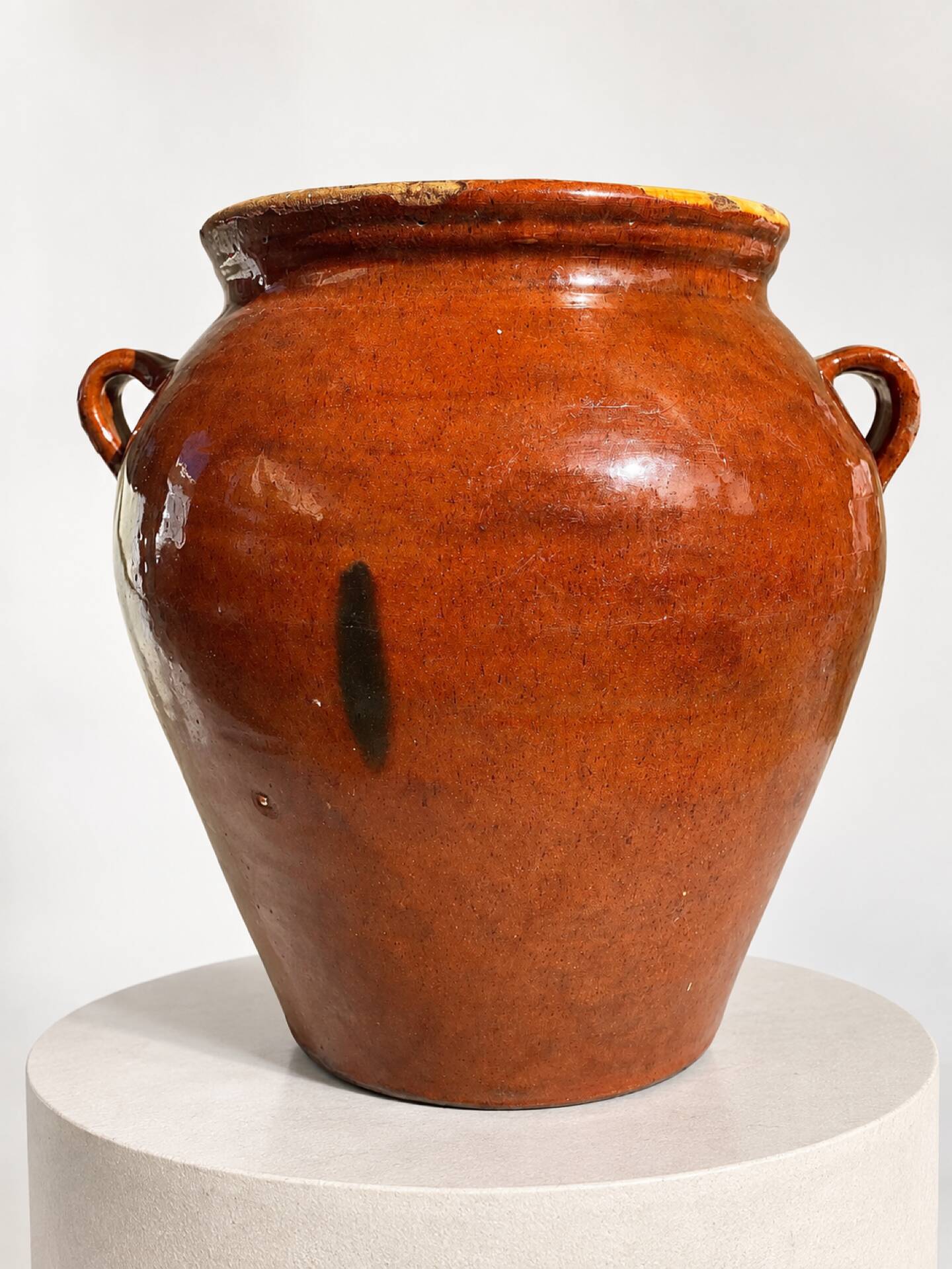 Ancien pot en terre cuite vernissée XIXeme