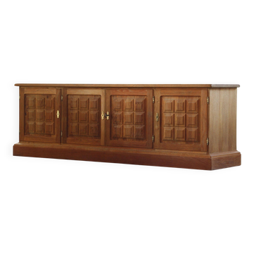 Vintage 1960/70s Danish Brutalist Light Oak Low Sideboard / Crezenda