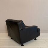 Square Armchair in Dark Brown Leather by Marco Zanuso for Arflex, 1960s