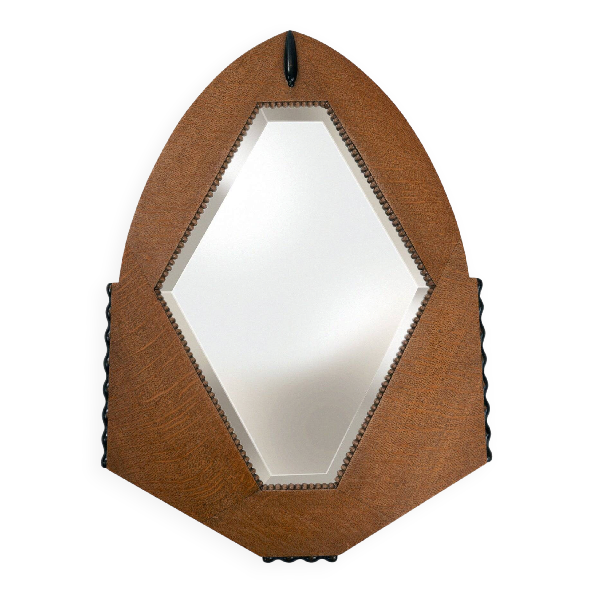 Dutch Art Deco Mirror in Oak with Ebonized Details, 1920-1930