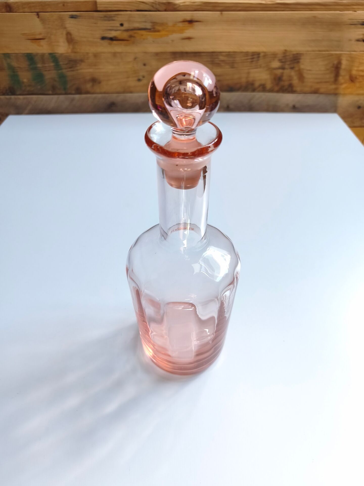 Vintage pink glass bottle