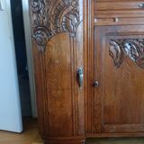 Art Deco buffet in marble and carved wood