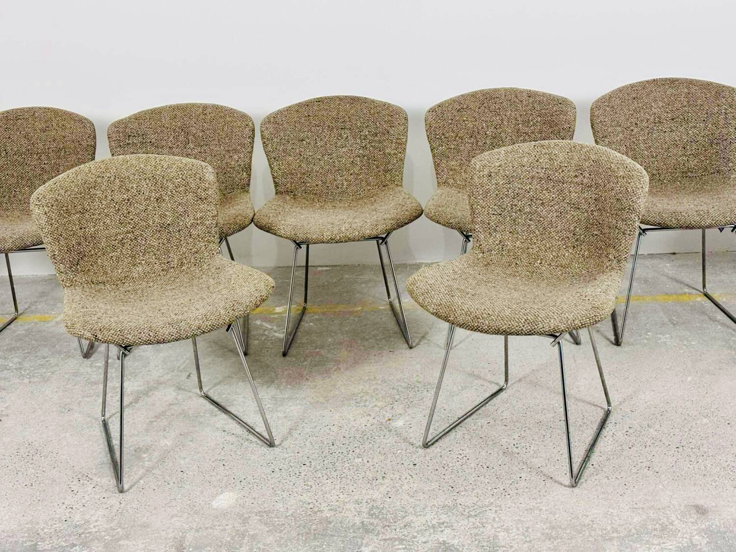 Set of 10 Wire chairs by Harry Bertoia for Knoll