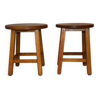 Lot de 2 tabourets en bois