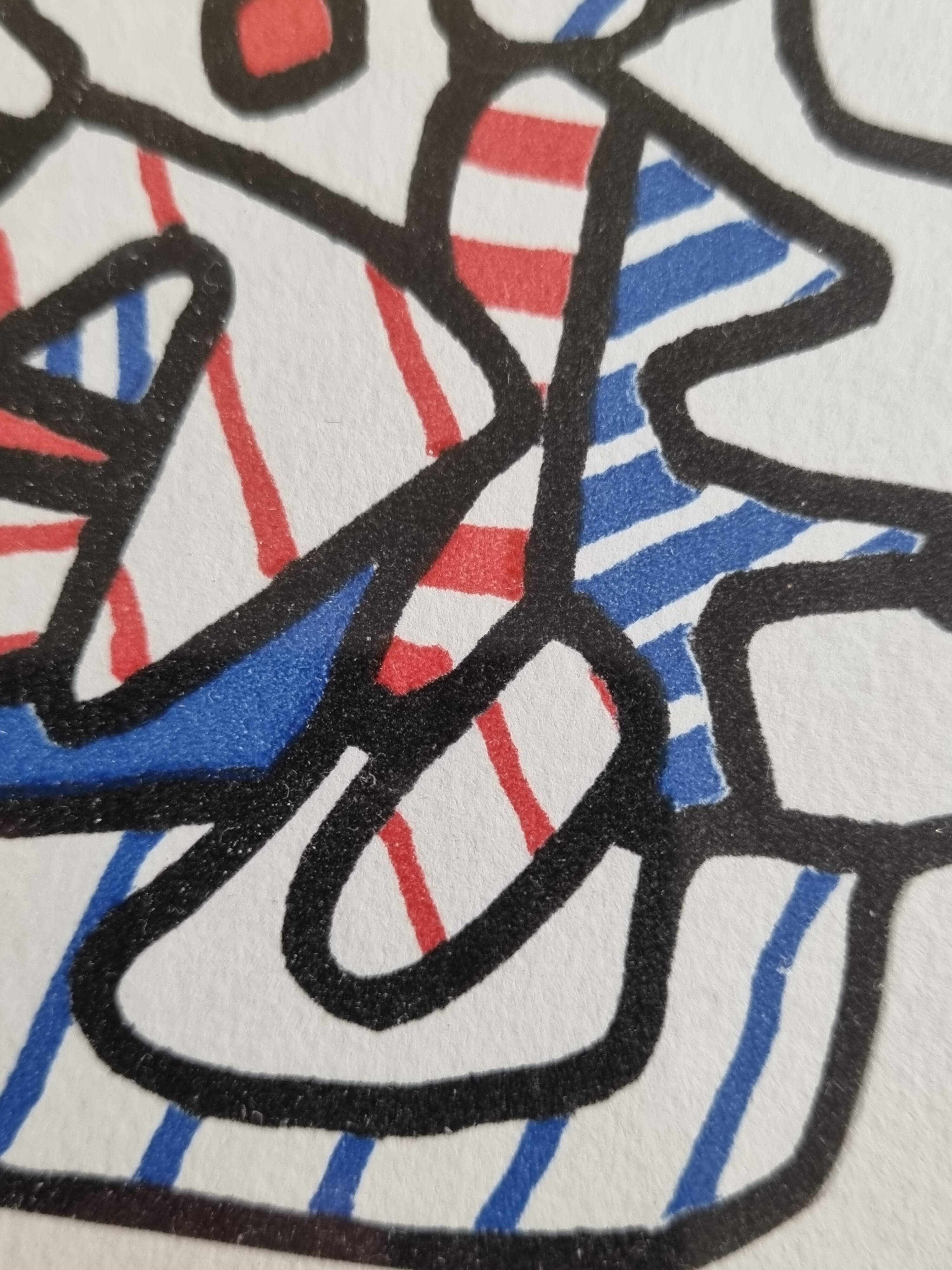 Sérigraphie d’après Jean Dubuffet,  encadrée, années 70, 23 x 31 cm