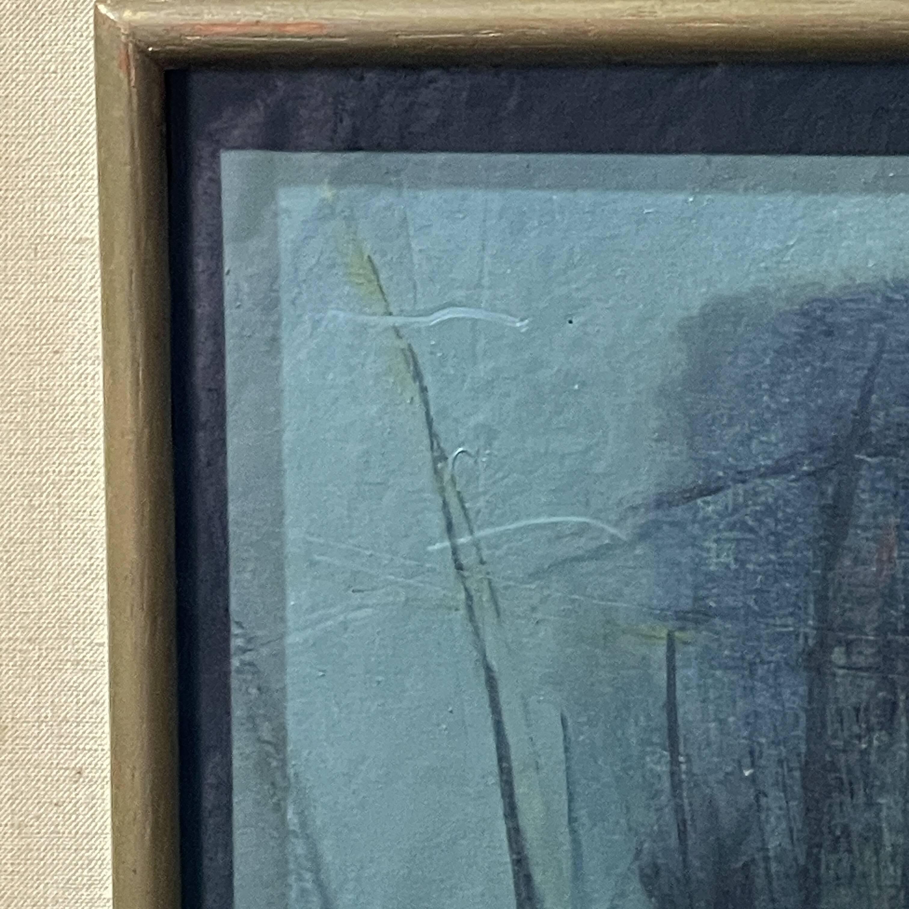 Blue abstract painting, MACKOWIAK ERWIN, Belgian painter, oil on panel, 1960