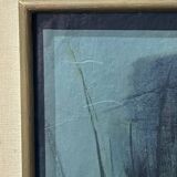 Tableau abstrait bleu, MACKOWIAK ERWIN, peintre belge, huile sur panneau, 1960